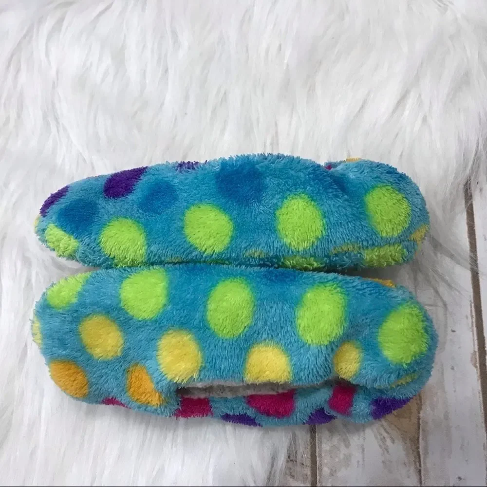 Toddler Slippers Socks Dots‎ Blue Size 6 girl girls slipper nonslip grippers